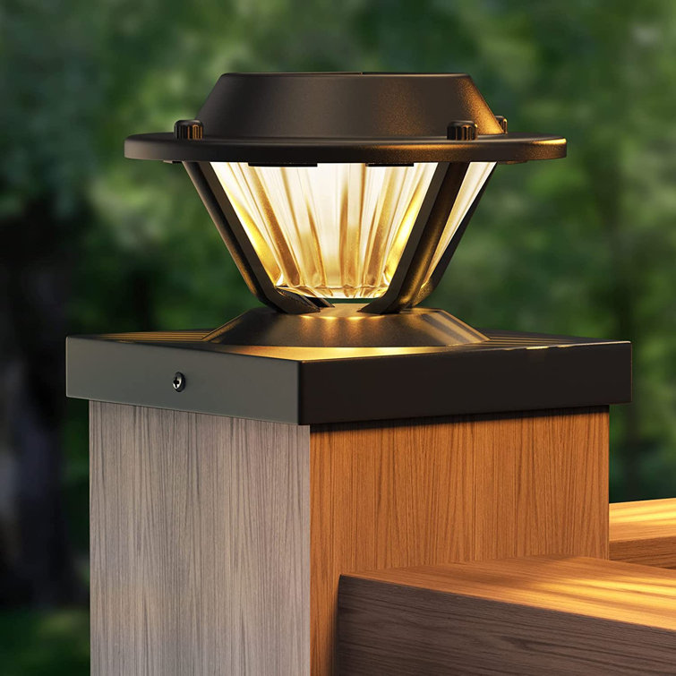 EKong Black Low Voltage Solar Powered Integrated LED Fence Post Cap